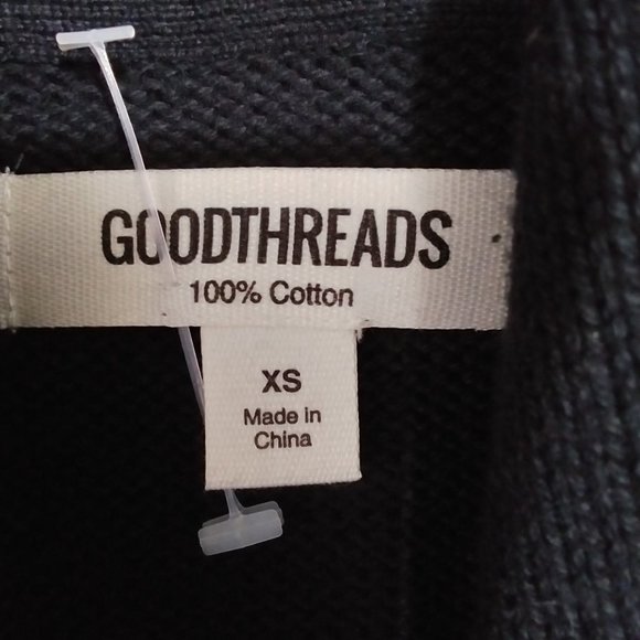 GoodThreads Men's Shawl Collar Button Down Cardigan Black XS 100% Cotton NWT - Picture 5 of 12